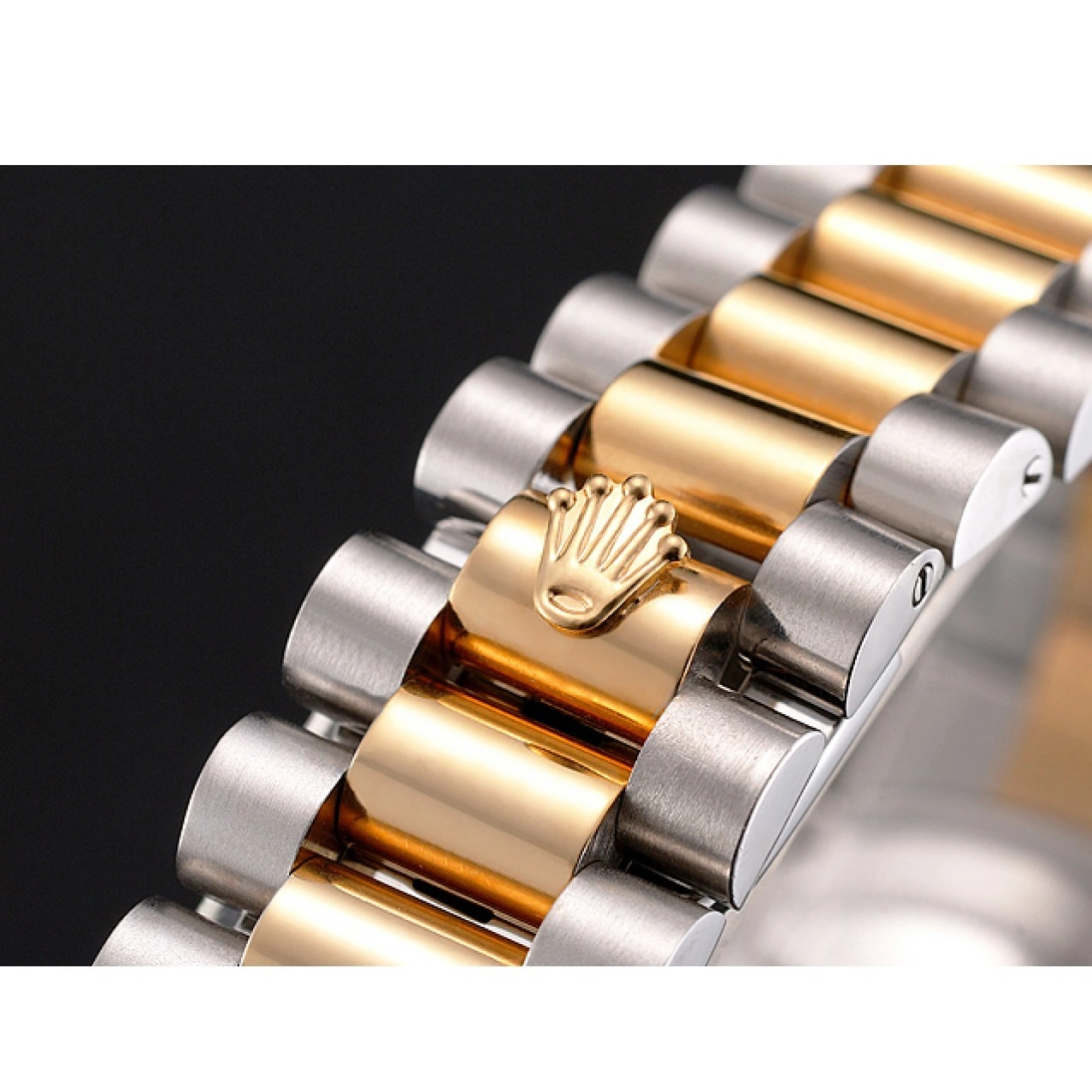 AAA Replica Watches Case Tone Swiss Gold Dial Bezel Two Bracelet Datejust Black Rolex Steel Stainless 1029